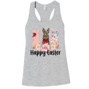 Happy Easter Cute Floral Bunnies Women's Racerback Tank