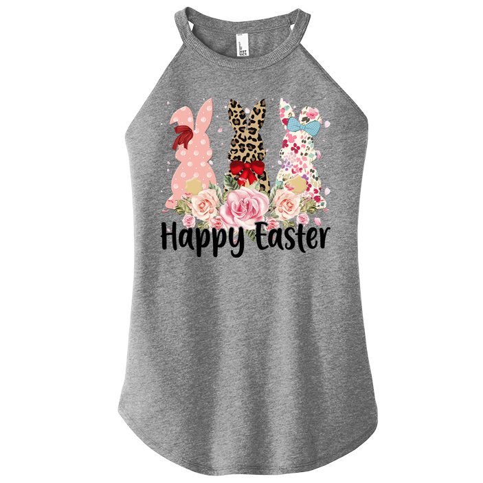 Happy Easter Cute Floral Bunnies Women's Perfect Tri Rocker Tank