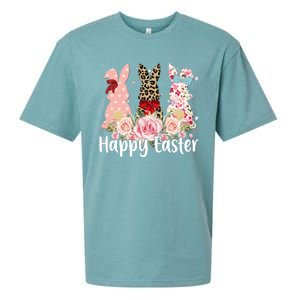 Happy Easter Cute Floral Bunnies Sueded Cloud Jersey T-Shirt