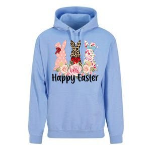 Happy Easter Cute Floral Bunnies Unisex Surf Hoodie