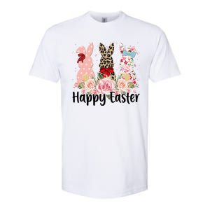 Happy Easter Cute Floral Bunnies Softstyle CVC T-Shirt