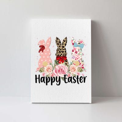 Happy Easter Cute Floral Bunnies Canvas