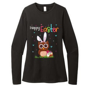 Happy Easter Cute Bunny Owl Cute Easter Owl Lover Womens CVC Long Sleeve Shirt