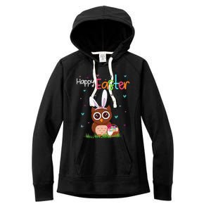 Happy Easter Cute Bunny Owl Cute Easter Owl Lover Women's Fleece Hoodie