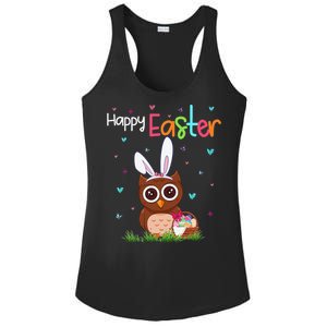 Happy Easter Cute Bunny Owl Cute Easter Owl Lover Ladies PosiCharge Competitor Racerback Tank