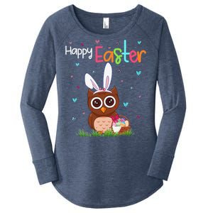 Happy Easter Cute Bunny Owl Cute Easter Owl Lover Women's Perfect Tri Tunic Long Sleeve Shirt