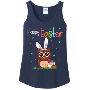 Happy Easter Cute Bunny Owl Cute Easter Owl Lover Ladies Essential Tank