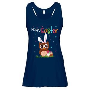 Happy Easter Cute Bunny Owl Cute Easter Owl Lover Ladies Essential Flowy Tank