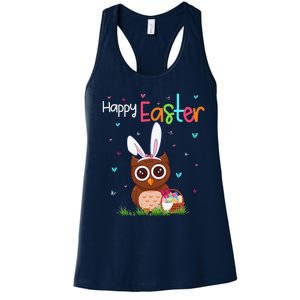 Happy Easter Cute Bunny Owl Cute Easter Owl Lover Women's Racerback Tank