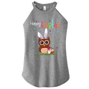 Happy Easter Cute Bunny Owl Cute Easter Owl Lover Women's Perfect Tri Rocker Tank