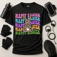 Happy Easter Cheetah Bunny Colorful Retro Performance Shirt