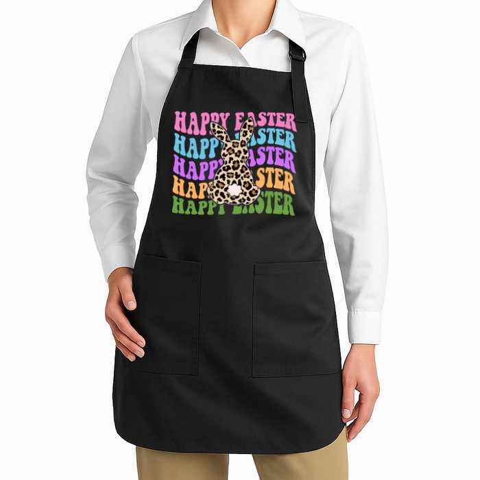 Happy Easter Cheetah Bunny Colorful Retro Apron
