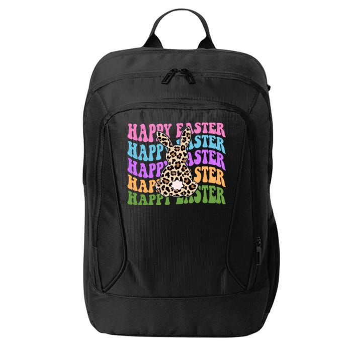 Happy Easter Cheetah Bunny Colorful Retro City Backpack