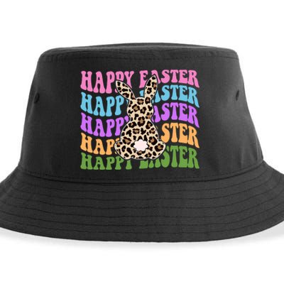 Happy Easter Cheetah Bunny Colorful Retro Sustainable Bucket Hat