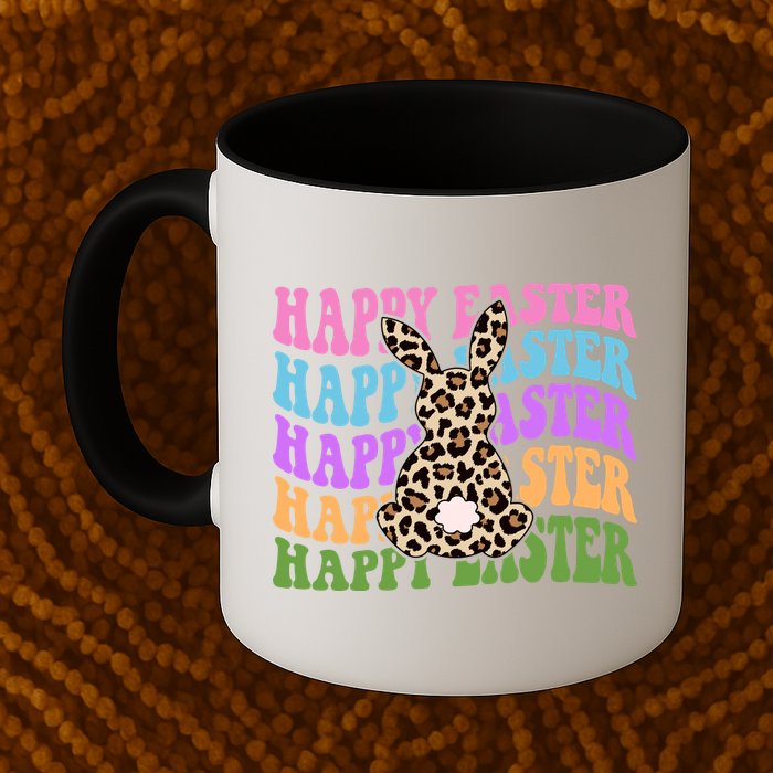 Happy Easter Cheetah Bunny Colorful Retro Mug