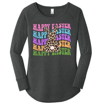 Happy Easter Cheetah Bunny Colorful Retro Women's Perfect Tri Tunic Long Sleeve Shirt