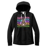 Happy Easter Cheetah Bunny Colorful Retro Women's Fleece Hoodie