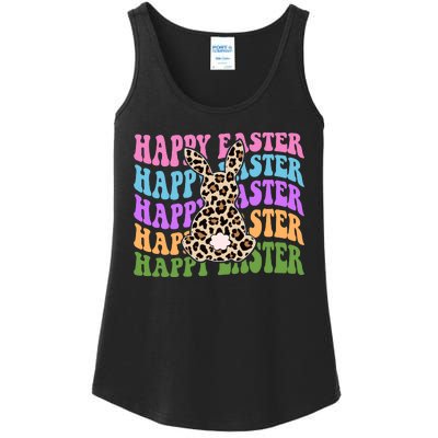 Happy Easter Cheetah Bunny Colorful Retro Ladies Essential Tank