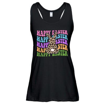 Happy Easter Cheetah Bunny Colorful Retro Ladies Essential Flowy Tank