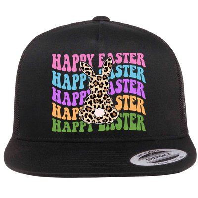 Happy Easter Cheetah Bunny Colorful Retro Flatbill Hat