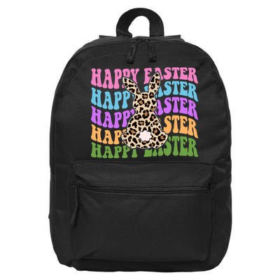 Happy Easter Cheetah Bunny Colorful Retro 16 in Basic Backpack