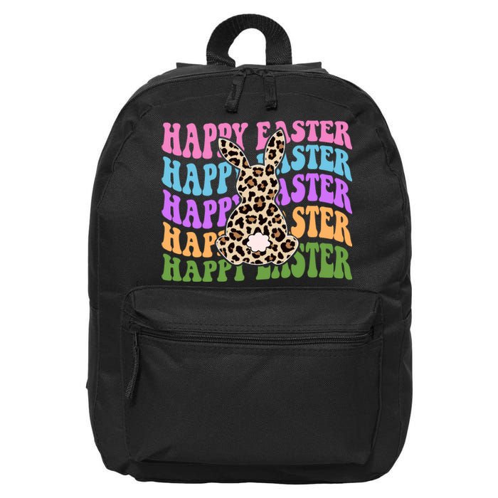 Happy Easter Cheetah Bunny Colorful Retro 16 in Basic Backpack