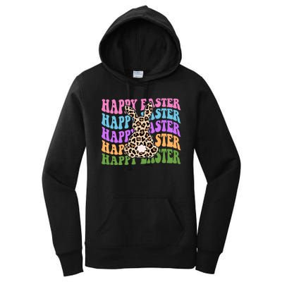 Happy Easter Cheetah Bunny Colorful Retro Women's Pullover Hoodie