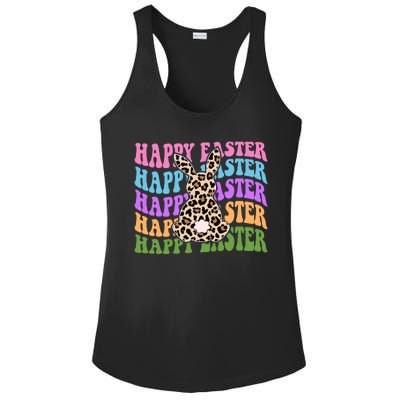 Happy Easter Cheetah Bunny Colorful Retro Ladies PosiCharge Competitor Racerback Tank