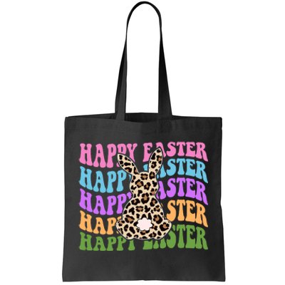 Happy Easter Cheetah Bunny Colorful Retro Tote Bag