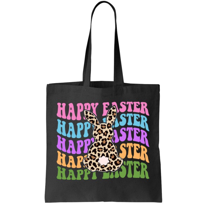 Happy Easter Cheetah Bunny Colorful Retro Tote Bag