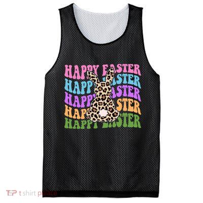 Happy Easter Cheetah Bunny Colorful Retro Mesh Reversible Basketball Jersey Tank