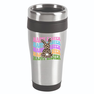 Happy Easter Cheetah Bunny Colorful Retro 16oz Travel Tumbler