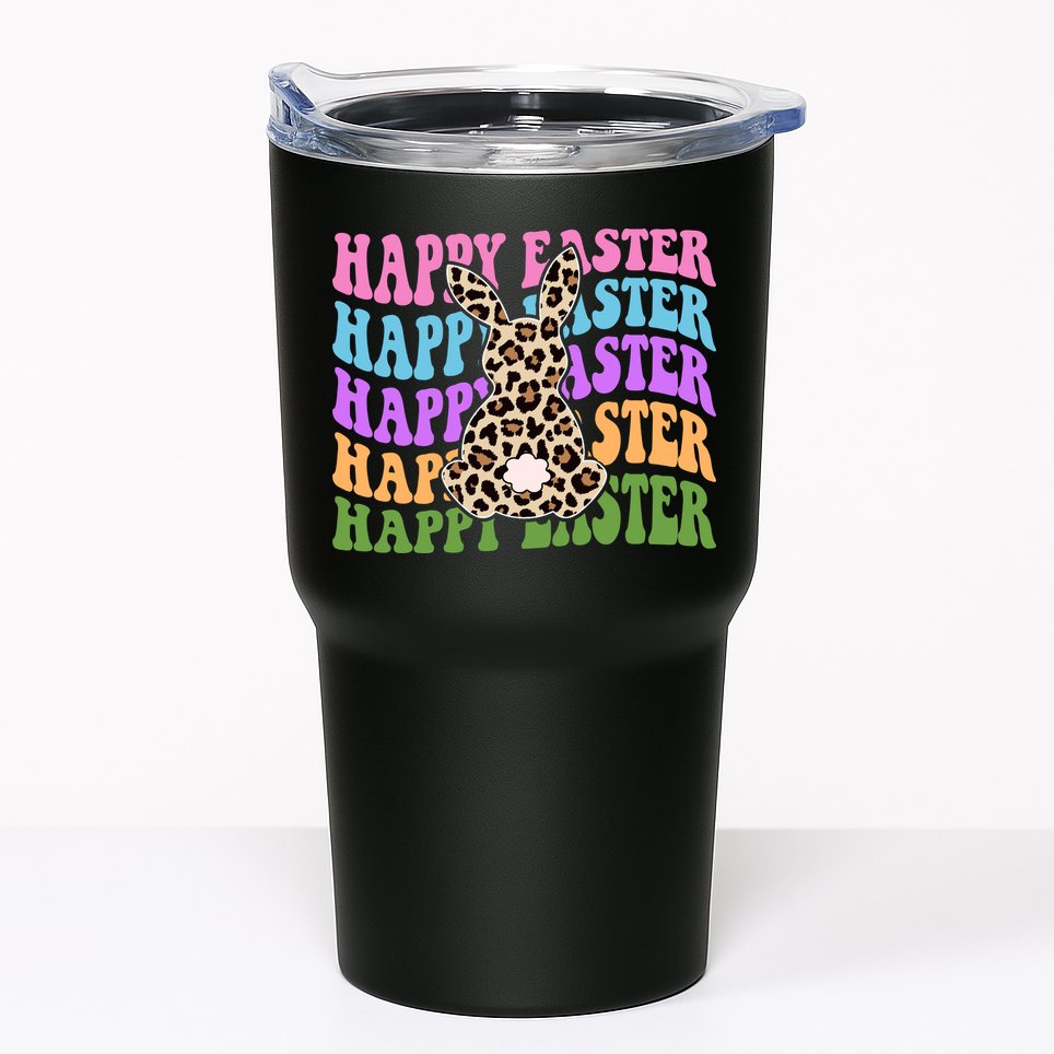 Happy Easter Cheetah Bunny Colorful Retro Tumbler