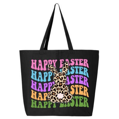 Happy Easter Cheetah Bunny Colorful Retro 25L Jumbo Tote