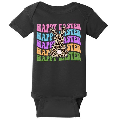 Happy Easter Cheetah Bunny Colorful Retro Baby Bodysuit