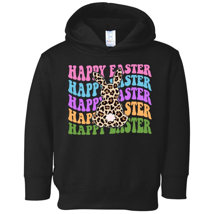 Happy Easter Cheetah Bunny Colorful Retro Toddler Hoodie
