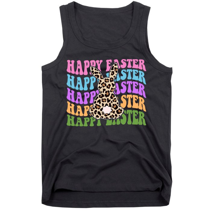 Happy Easter Cheetah Bunny Colorful Retro Tank Top