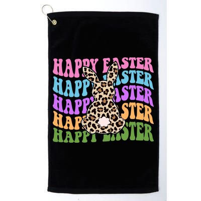 Happy Easter Cheetah Bunny Colorful Retro Golf Towel