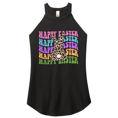 Happy Easter Cheetah Bunny Colorful Retro Women's Perfect Tri Rocker Tank