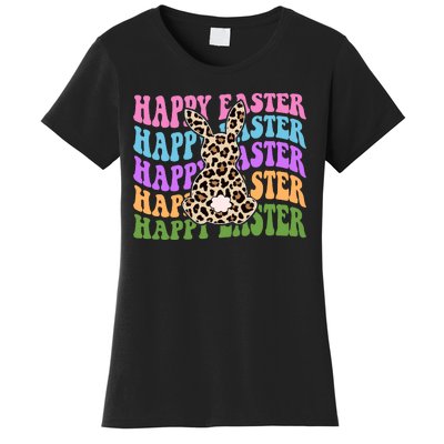 Happy Easter Cheetah Bunny Colorful Retro Women's T-Shirt