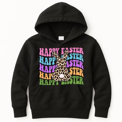 Happy Easter Cheetah Bunny Colorful Retro Kids Hoodie