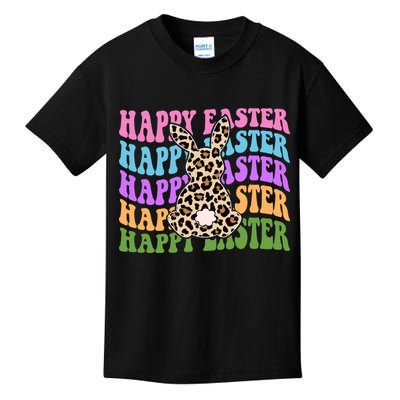 Happy Easter Cheetah Bunny Colorful Retro Kids T-Shirt