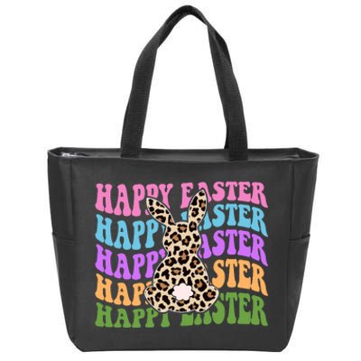 Happy Easter Cheetah Bunny Colorful Retro Zip Tote Bag