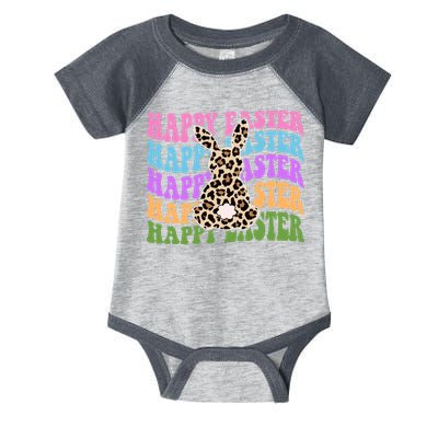 Happy Easter Cheetah Bunny Colorful Retro Infant Baby Jersey Bodysuit
