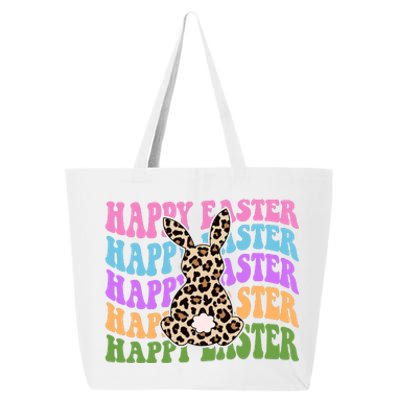 Happy Easter Cheetah Bunny Colorful Retro 25L Jumbo Tote