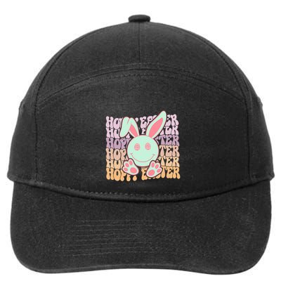 Hoppy Easter Cute Bunny Face Retro Easter Day 7-Panel Snapback Hat