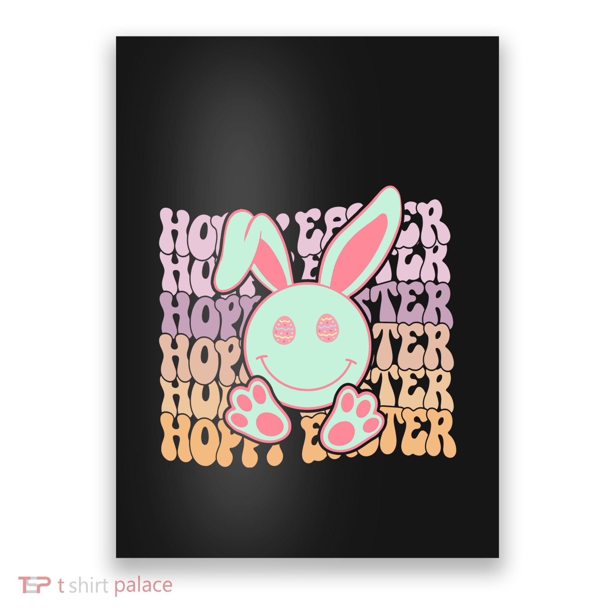 Hoppy Easter Cute Bunny Face Retro Easter Day Poster