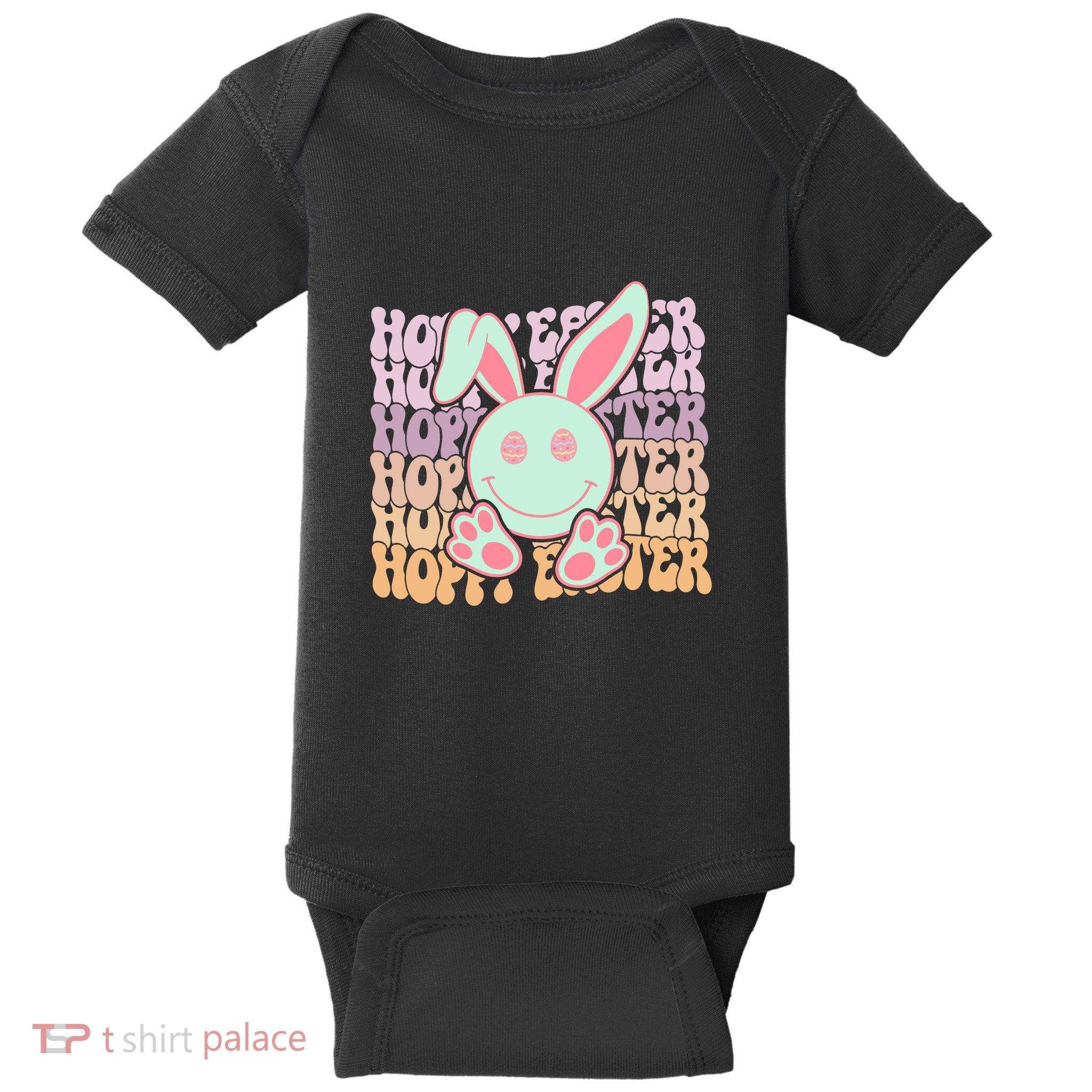 Hoppy Easter Cute Bunny Face Retro Easter Day Baby Bodysuit