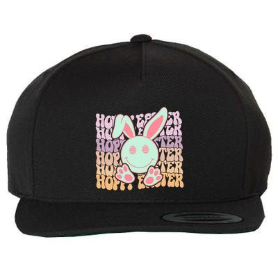 Hoppy Easter Cute Bunny Face Retro Easter Day Wool Snapback Cap