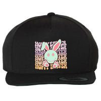 Hoppy Easter Cute Bunny Face Retro Easter Day Wool Snapback Cap